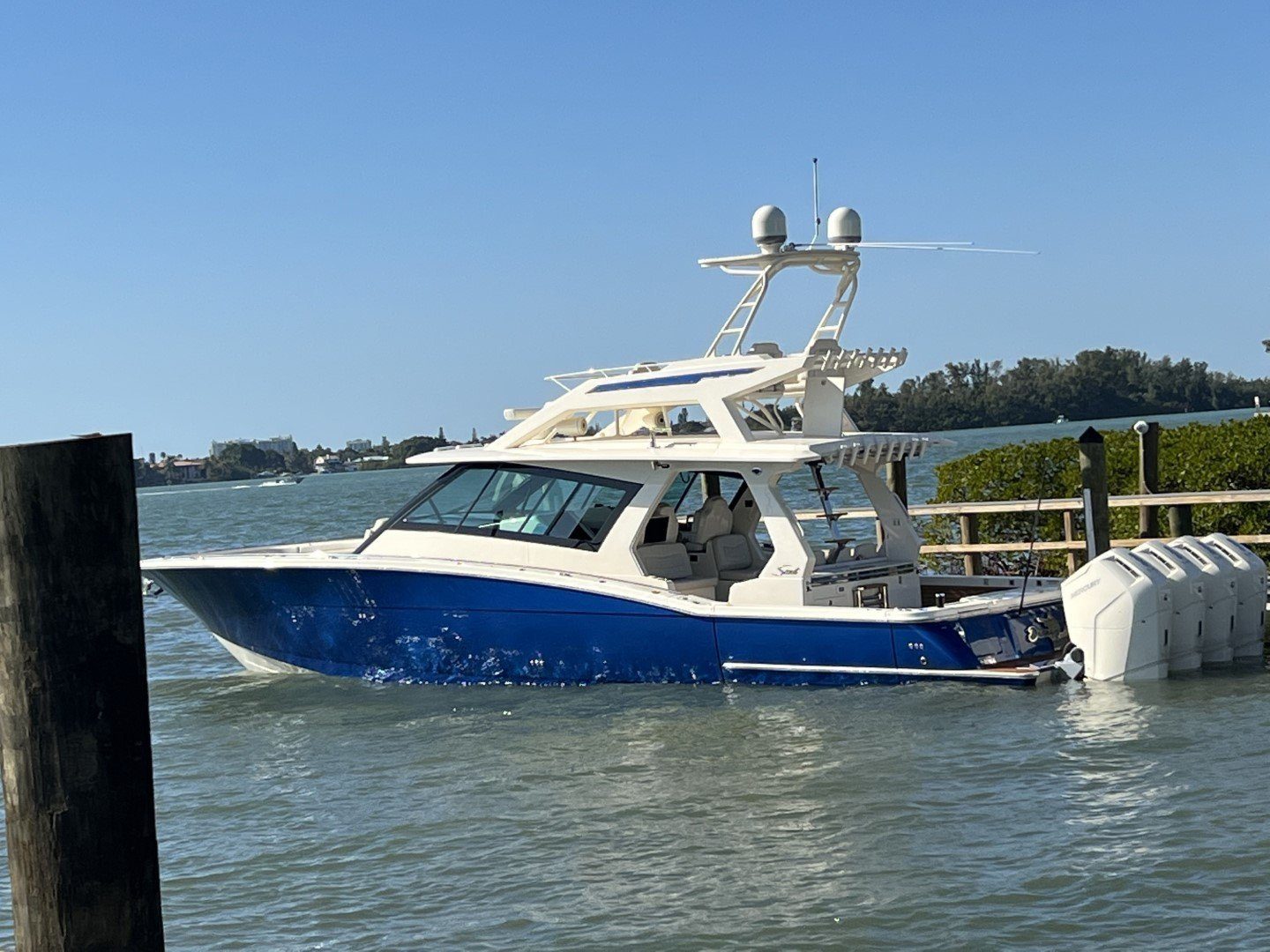 A charter boat running across the bay