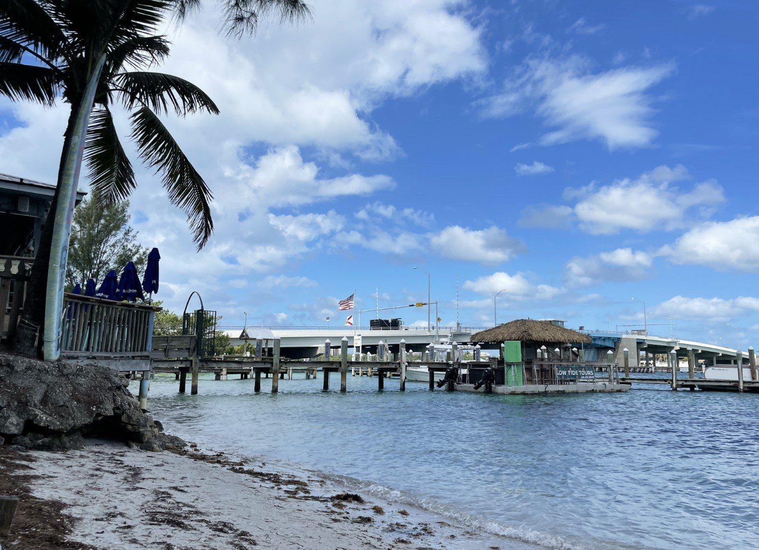Boats tied up along the New Pass dock